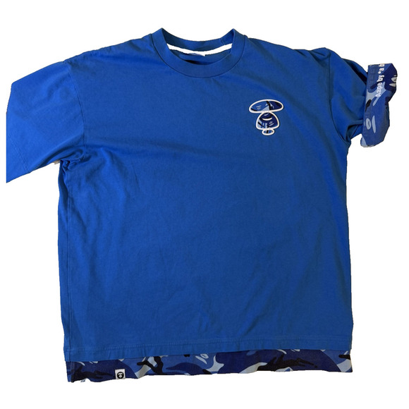 A Bathing Ape TShirt Mens Large Blue Camo Mushroom Graphic Tee Aape Streetwear - Picture 3 of 8